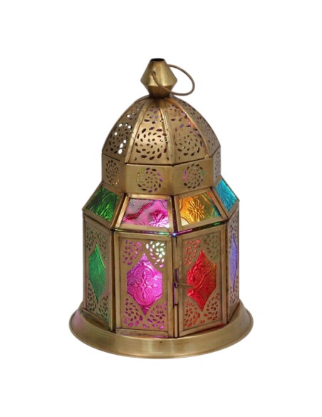 LÂMPADA ÁRABE DOURADA - CASTIÇAL ÁRABE - DECORAÇÃO MARROQUINA - 20CM