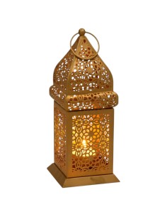 FAROL ÁRABE DORADO - PORTAVELAS ÁRABE - DECORACIÓN...