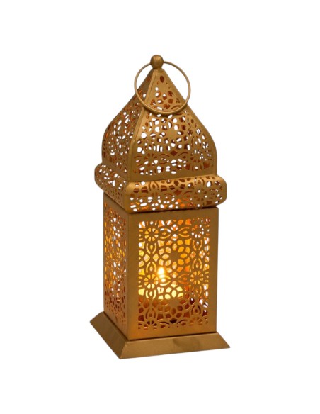 FAROL ÁRABE DOURADO - CASTIÇAL ÁRABE - DECORAÇÃO MARROQUINA - 28CM