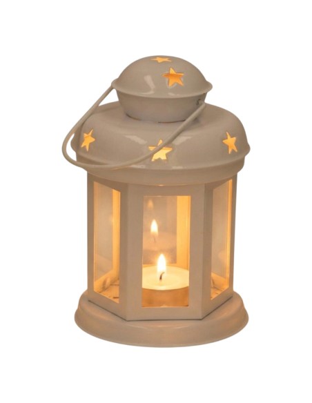 FAROL ÁRABE BRANCO - CASTIÇAL ÁRABE - DECORAÇÃO MARROQUINA - 14CM